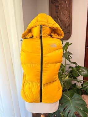 The North Face Summit Series Yellow Puffer Vest Hooded Sz L